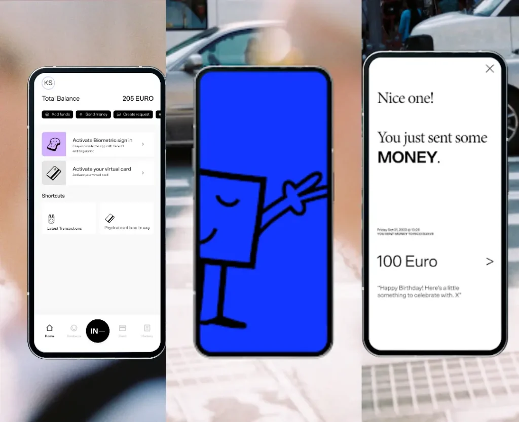 fotomontasje av incharge blixtpay app som de markedsførte den på apple store og google play