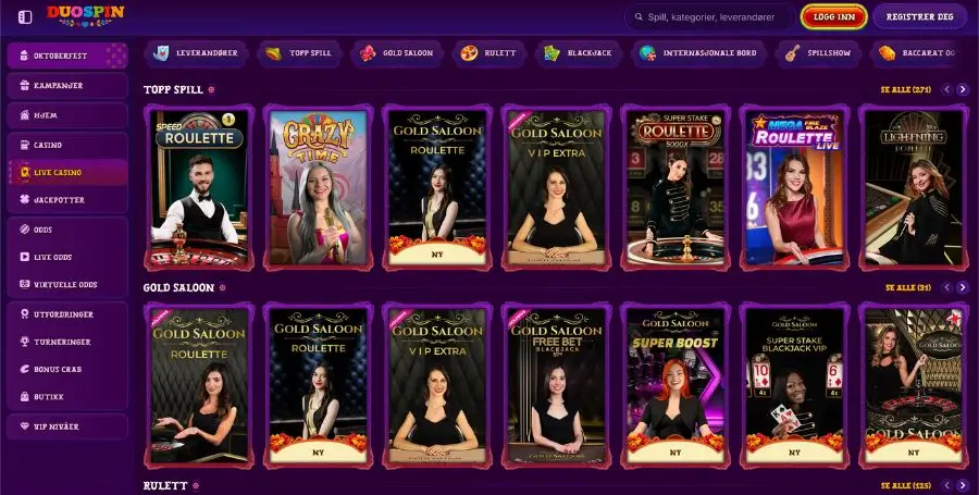 Duospin live casino-spill