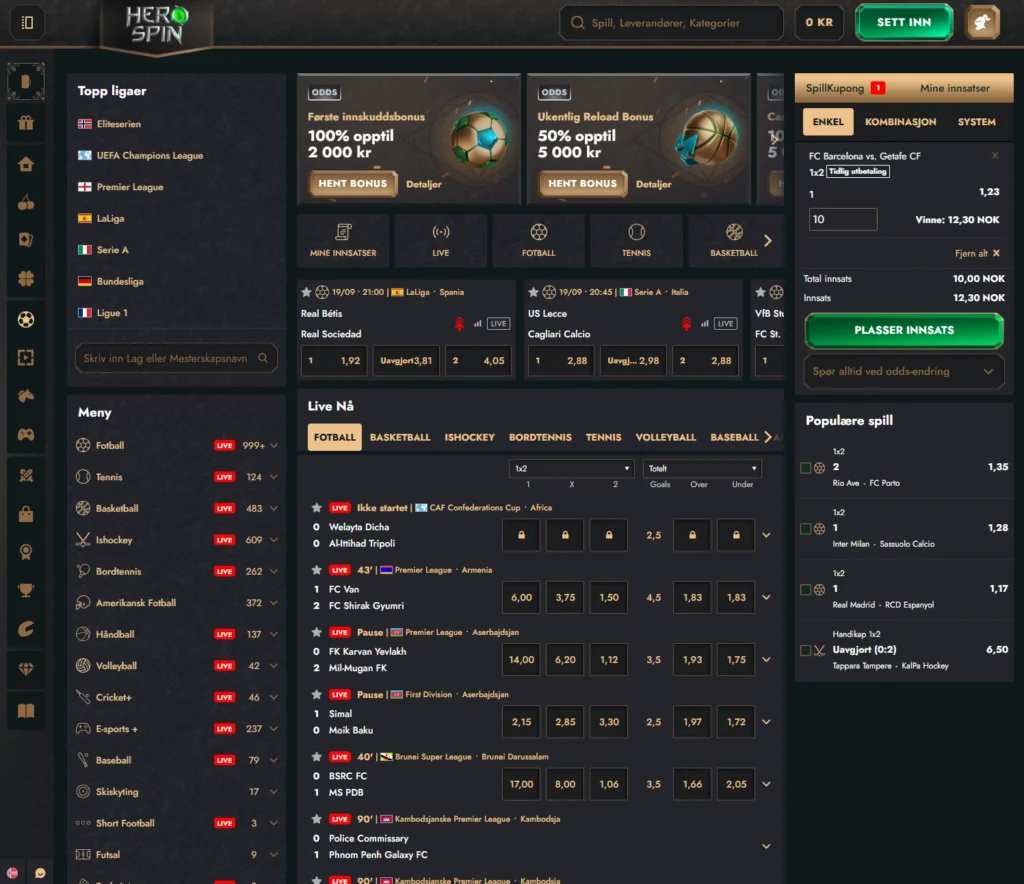 Sportsbetting hos Hero Spin