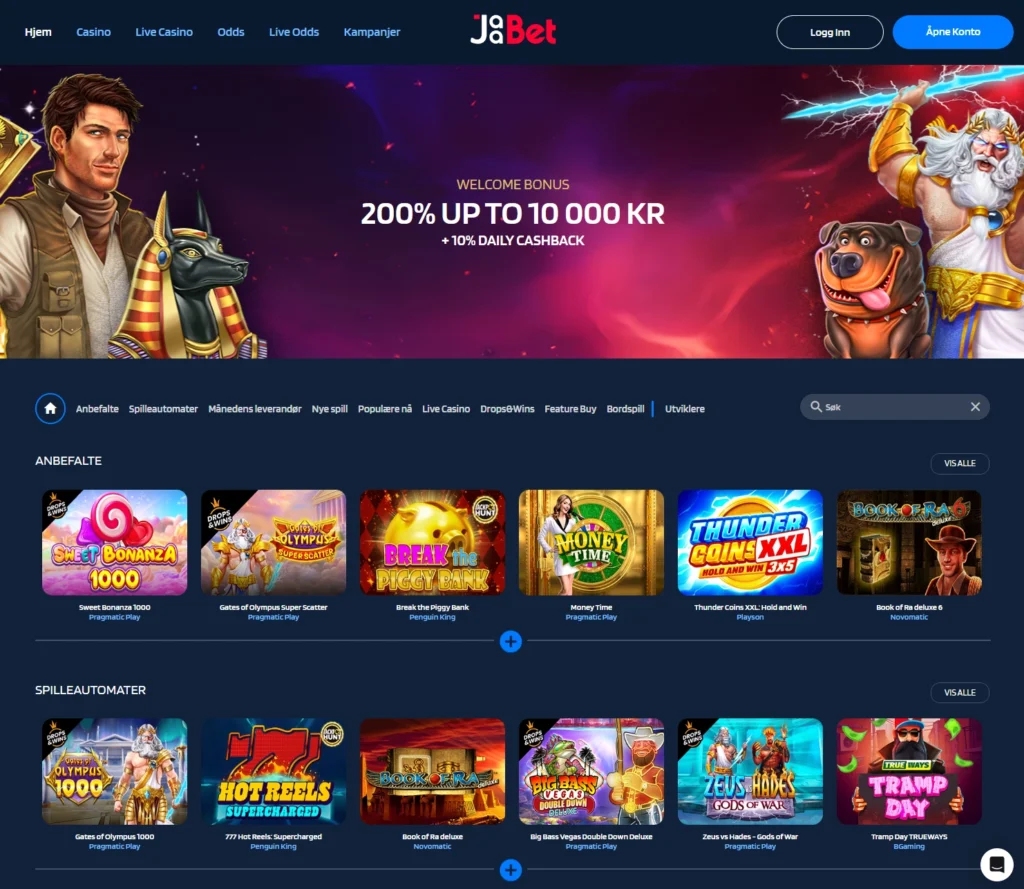 Besøk JaaBet sin hovedside
