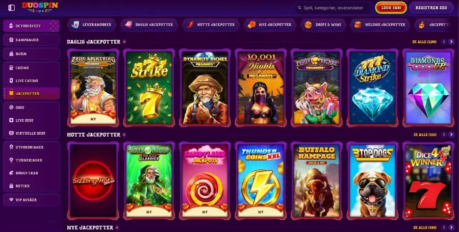 Jackpotspillene hos Duospin