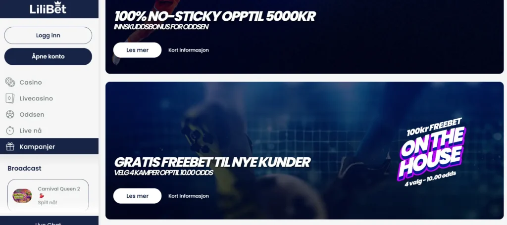 Lilibet sportsbonus kampanjeside