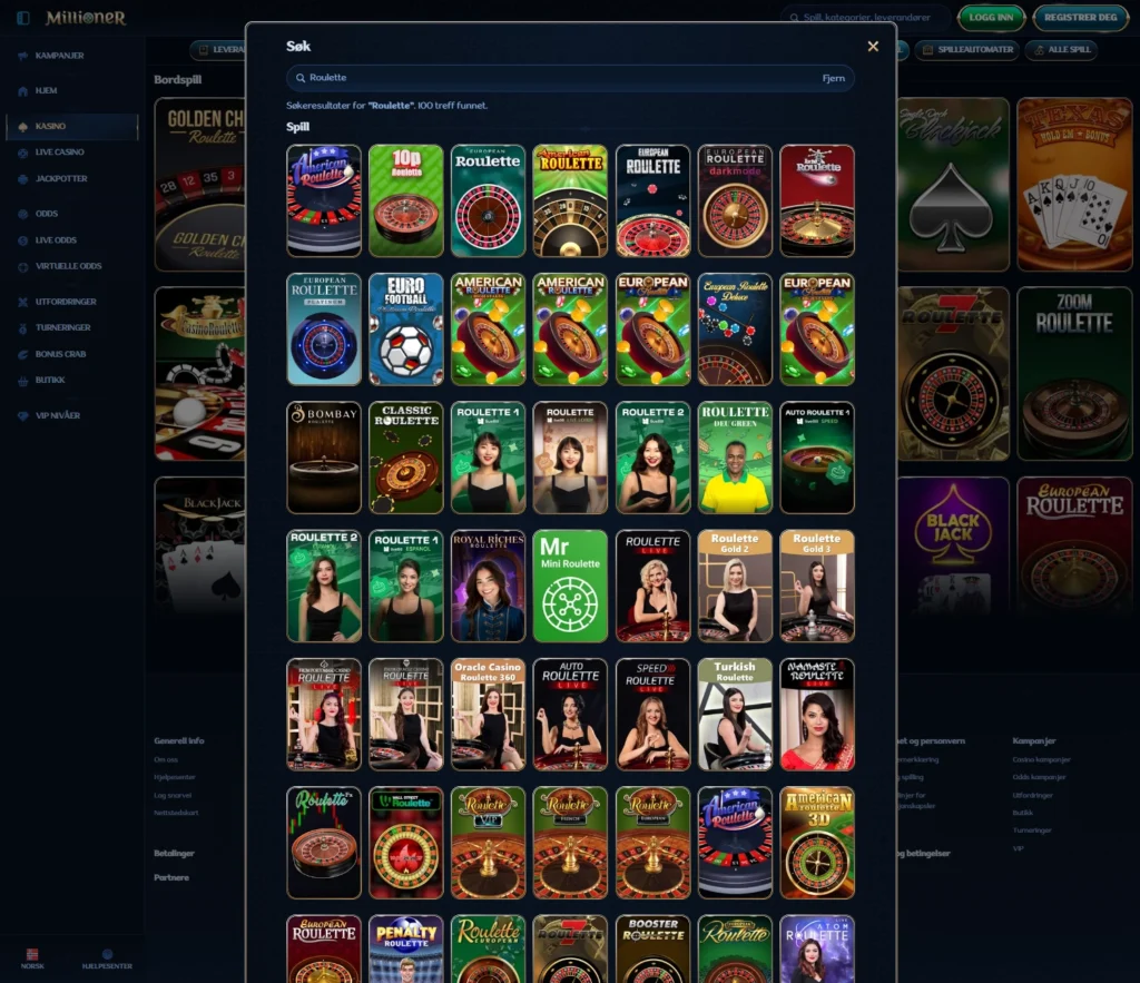 Roulette hos Millioner