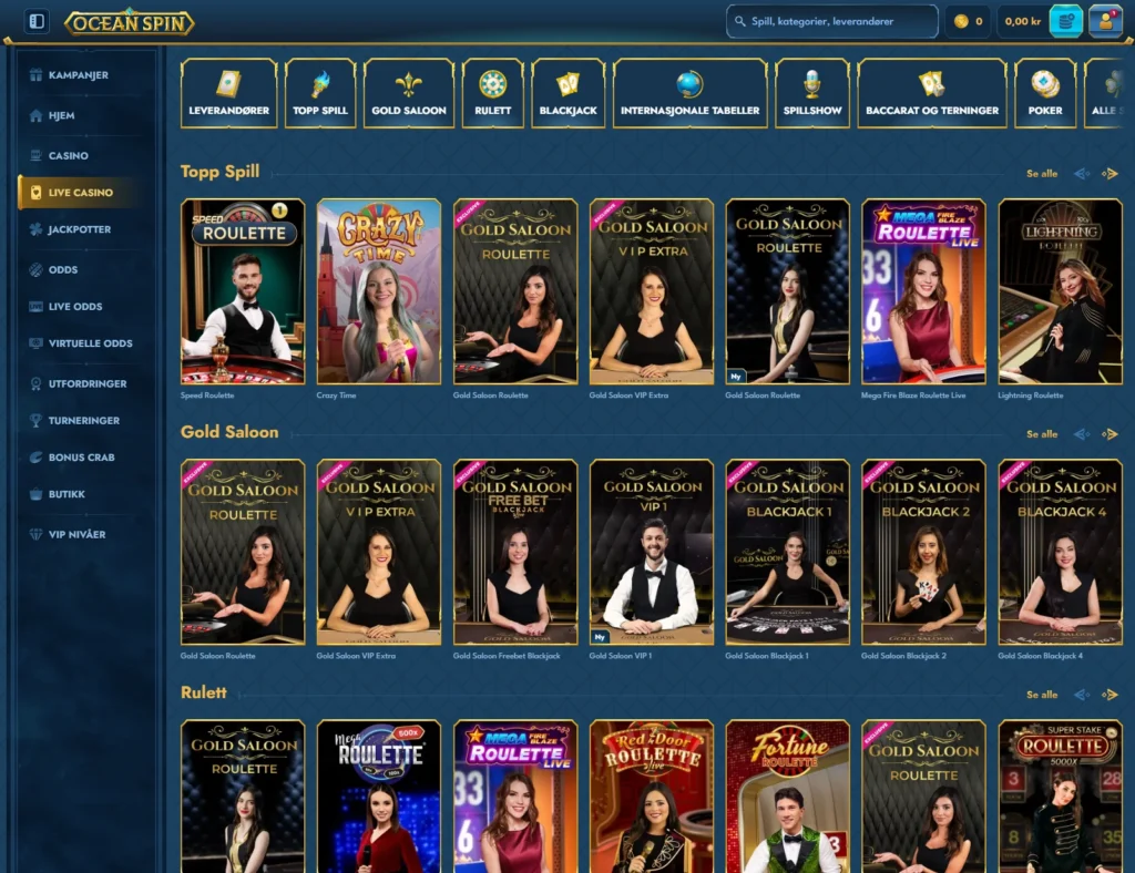 Live Casino hos OceanSpin
