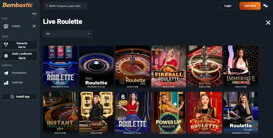 Roulette hos Bombastic
