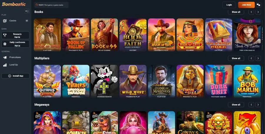 Spilleautomater du finner hos Bombastic