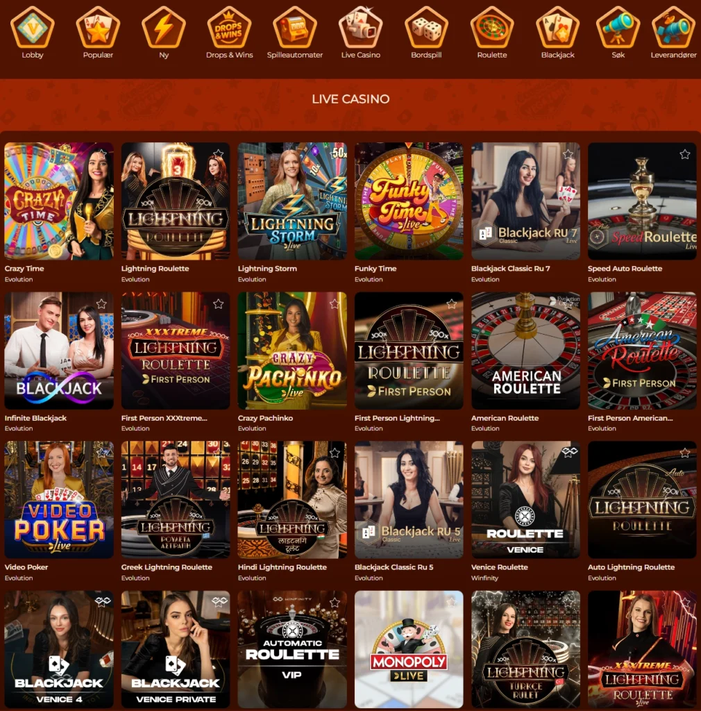 Live Casino hos aktøren