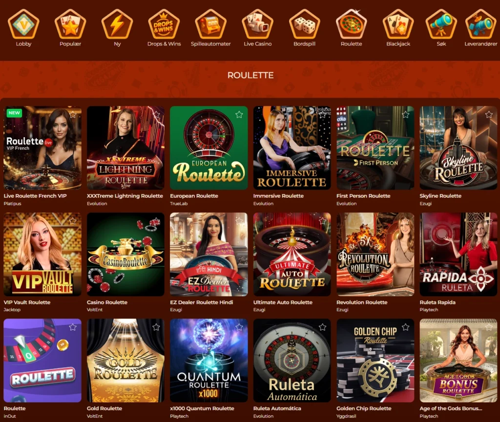 Roulette hos Vegazone