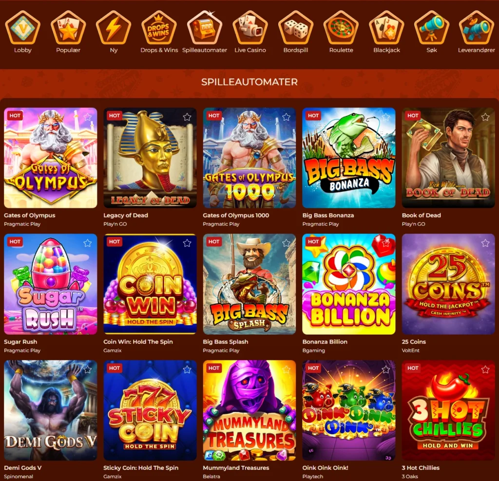 Spilleautomater hos Vegazone