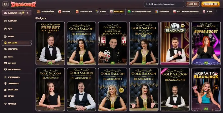 Blackjack hos Dragonia