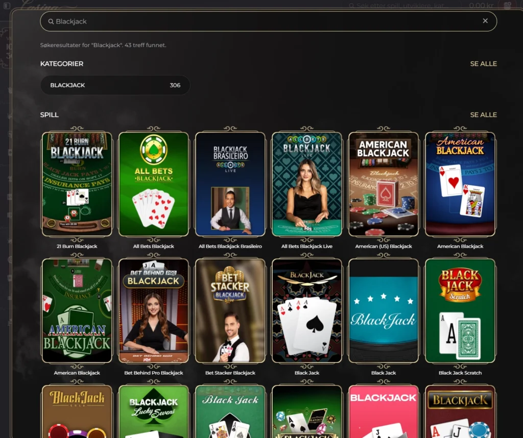 Blackjack hos Casina