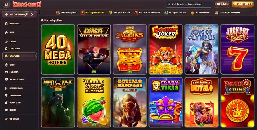 Jackpotspillene hos Dragonia