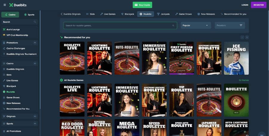 Roulette hos Duelbits