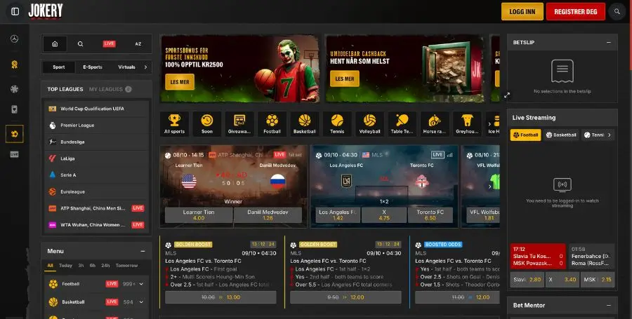 Sportsbetting og odds hos Jokery
