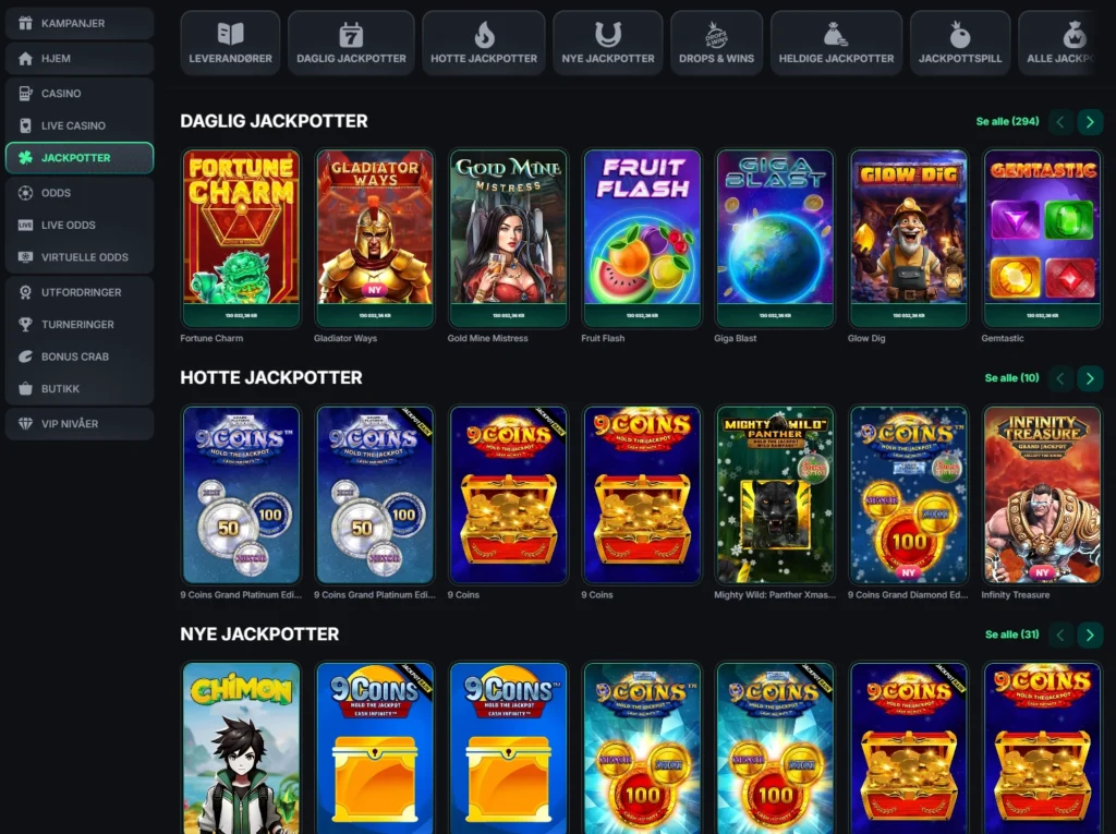 Jackpotspill hos KinBet