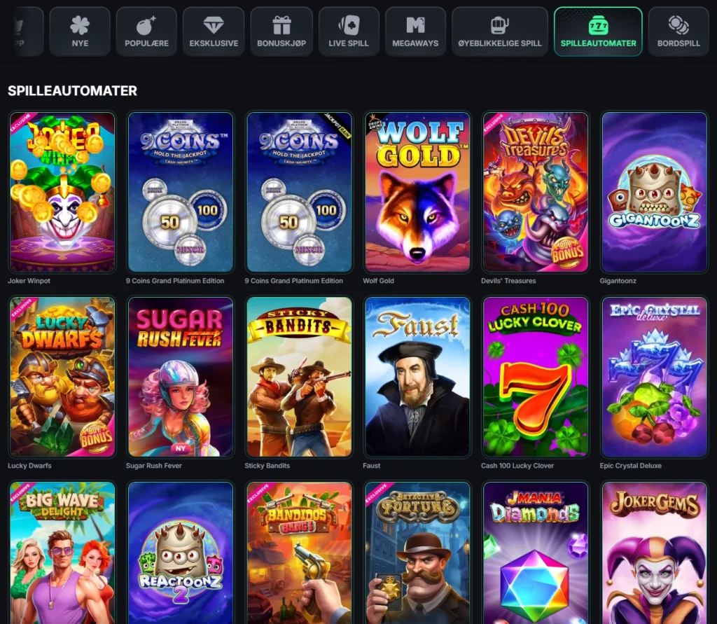 Spilleautomater hos KinBet