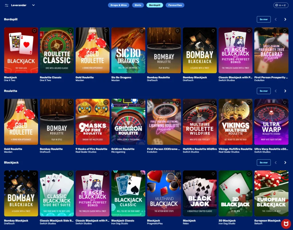 Bordspill hos KodaBet