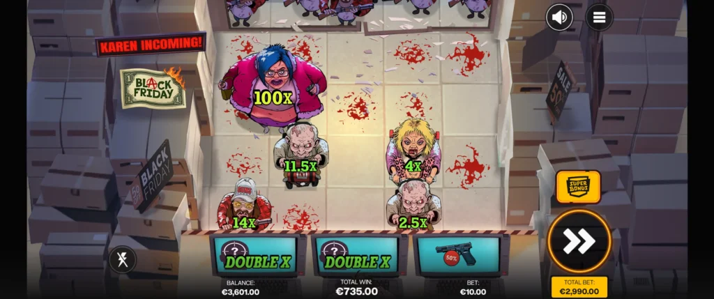 Under gratisspinn kommer Karen frem på spillbrettet med store gevinstmultiplikatorer