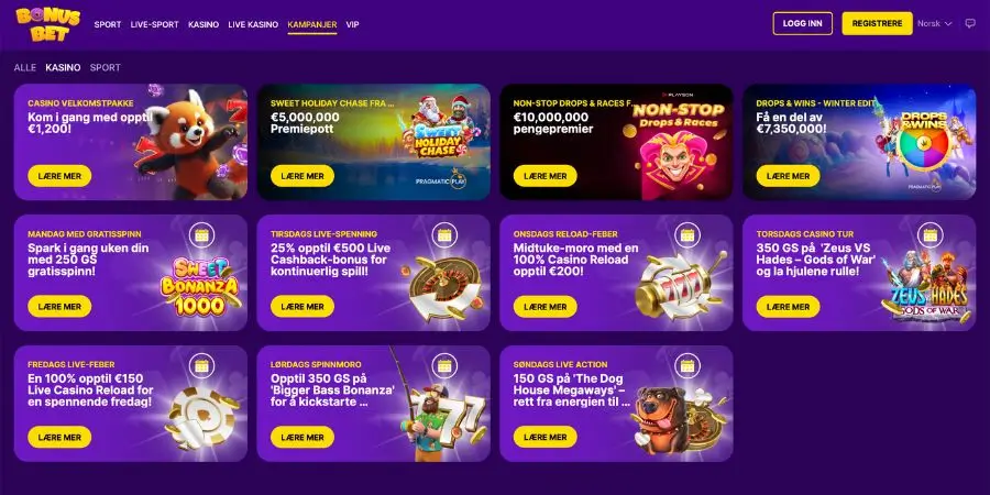 Bonuser og kampanjer hos Bonusbet