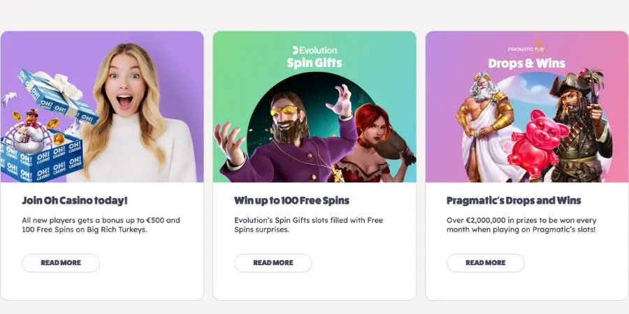 Bonuser og kampanjer hos Oh Casino