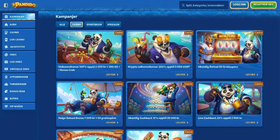 Bonuser og kampanjer hos Pandido