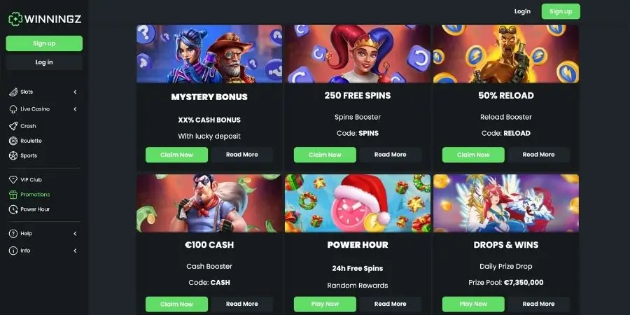 Bonuser og kampanjer hos Winningz