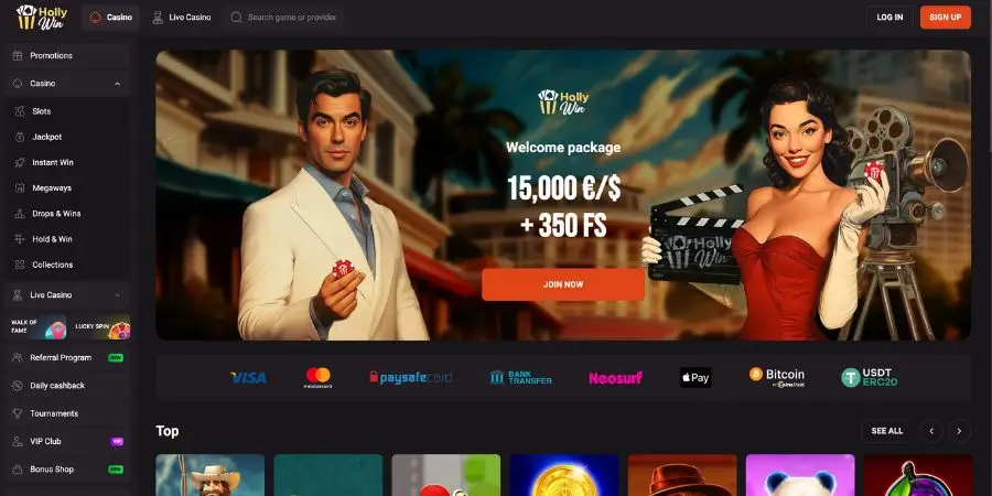 Norsk startside hos HollyWin