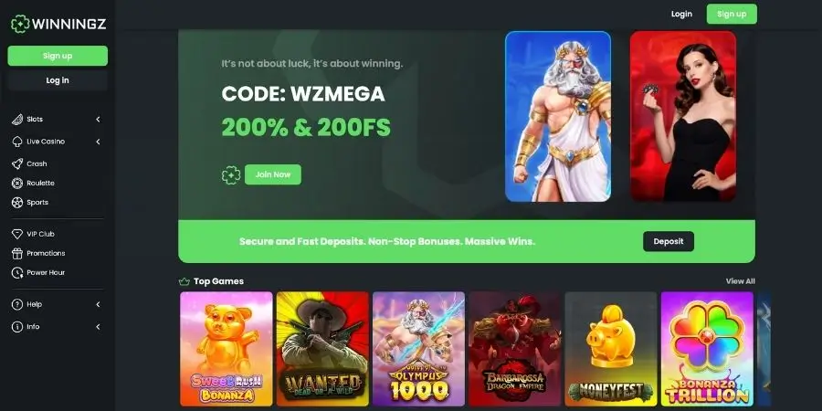 Norsk startside hos Winningz