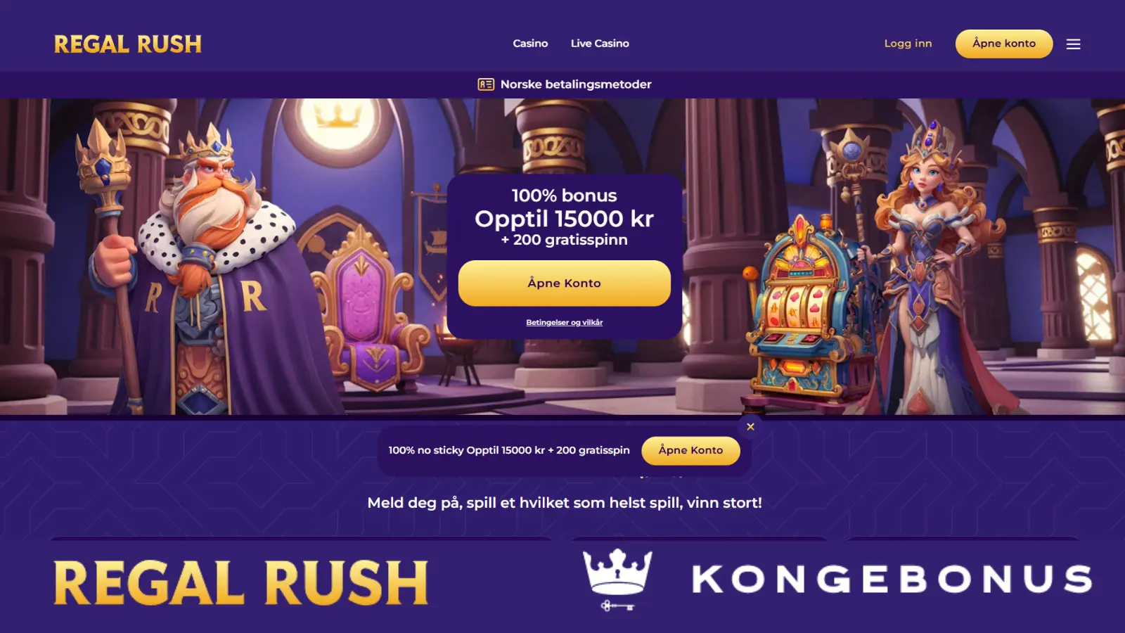 Norsk startside hos Regal Rush