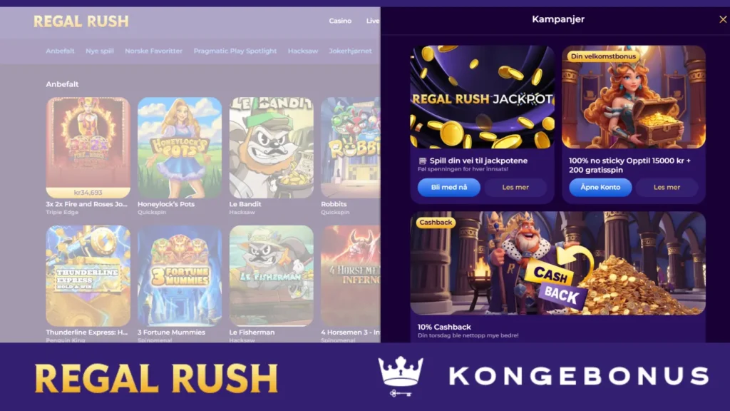 kampanjeoversikt på regal rush