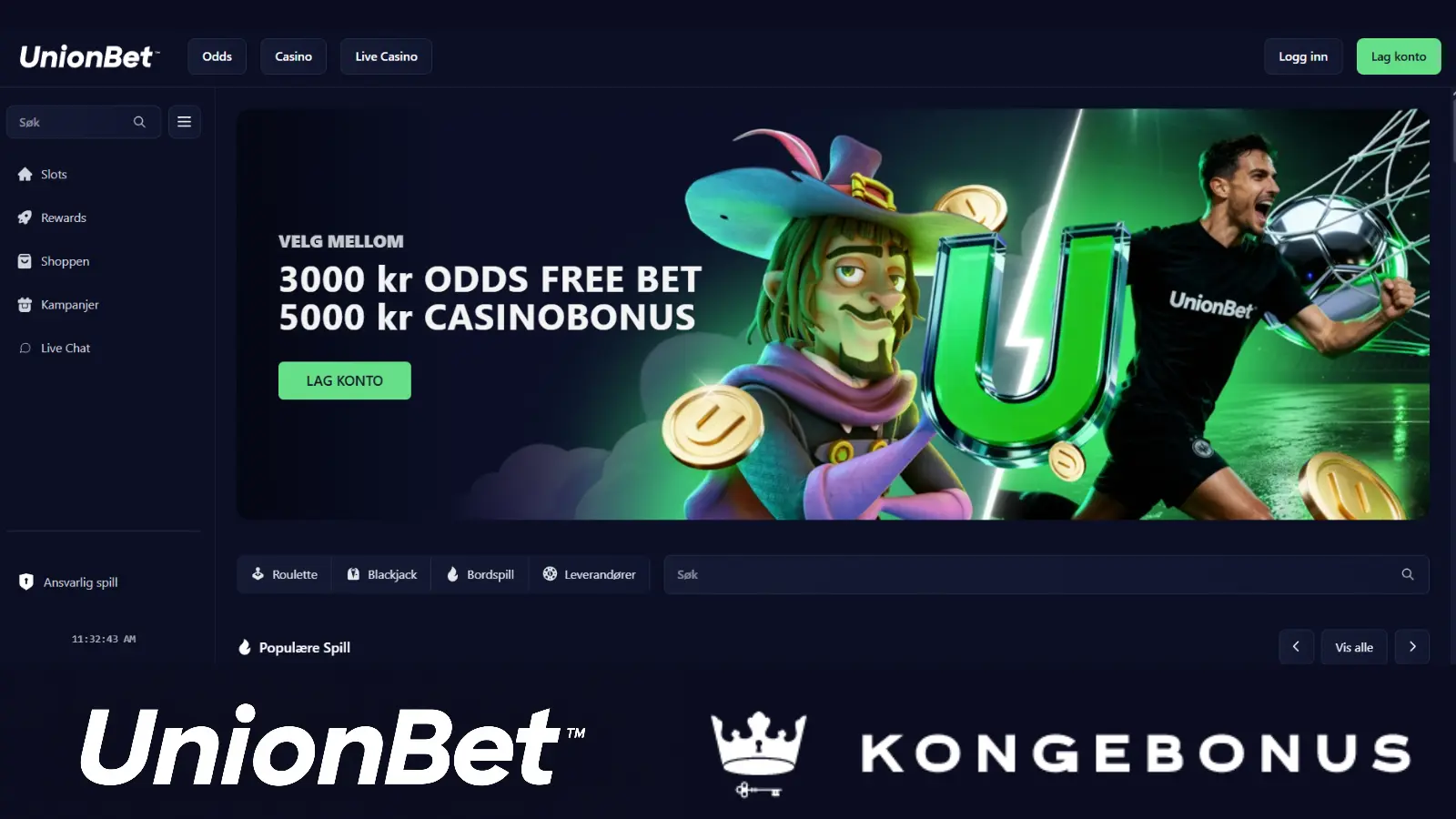 Norsk startside hos UnionBet