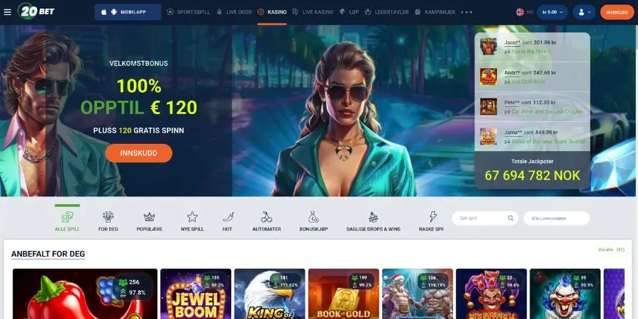 Norsk startside hos 20Bet