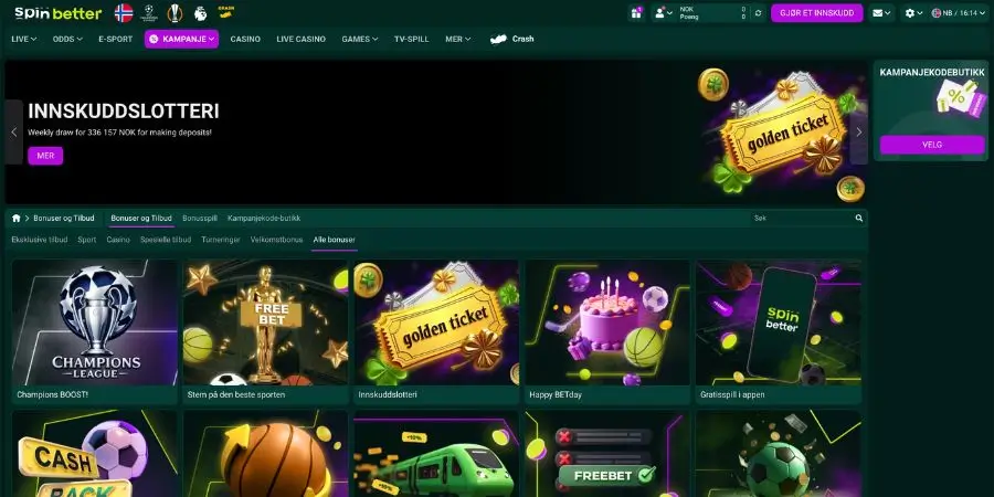 Bonuser og kampanjer hos SpinBetter