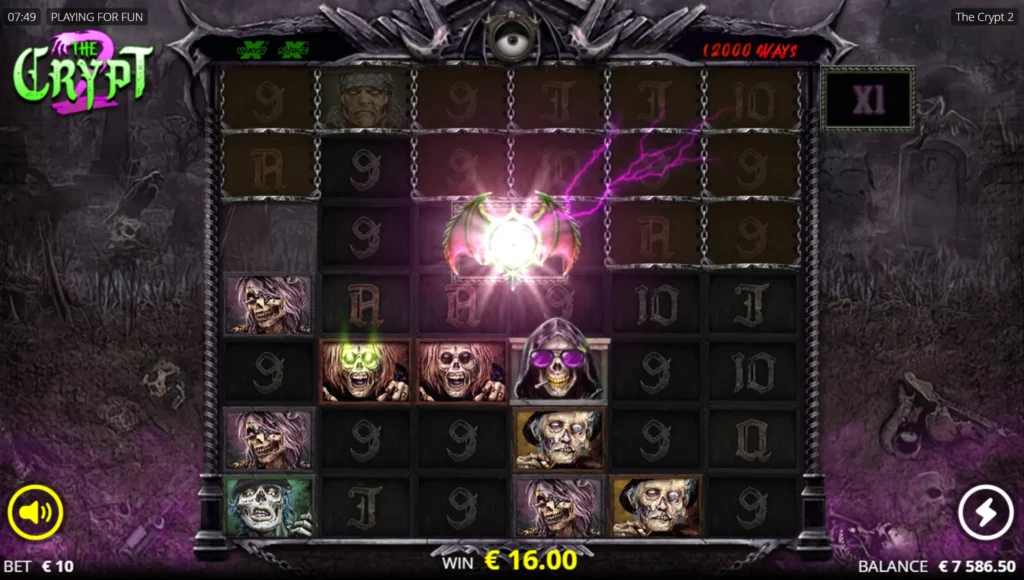 Skjermbilde av spilleautomaten The Crypt 2 fra NoLimit City