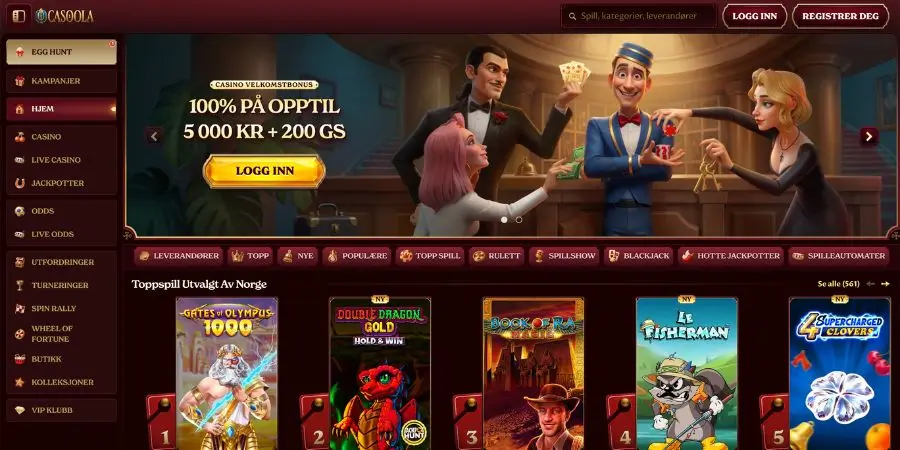 Norsk startside hos Casoola