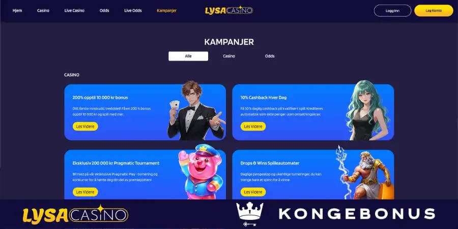 Bonuser og kampanjer hos LysaCasino
