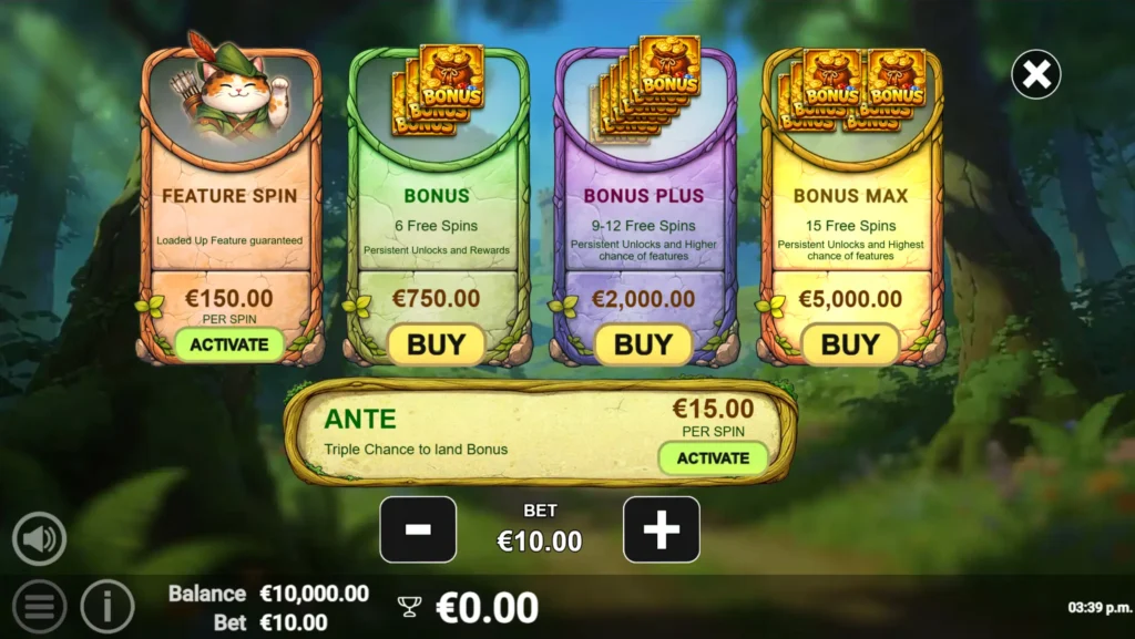 Bonuskjøpmenyen i Prince of Purrwood