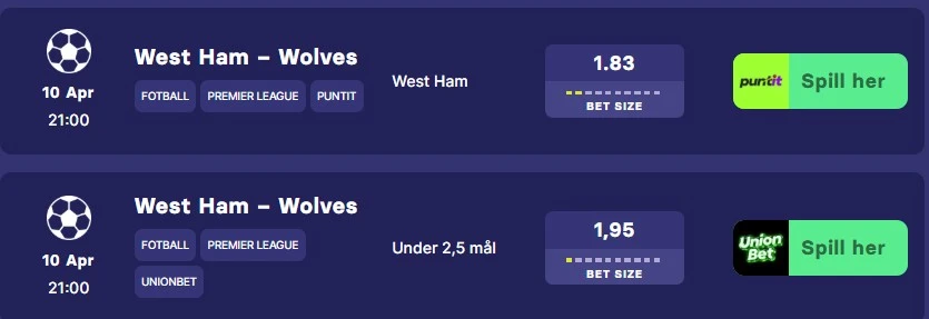West Ham Wolves odds tips