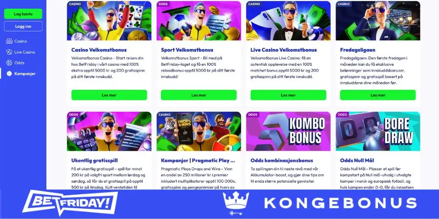 Bonuser og kampanjer hos BetFriday