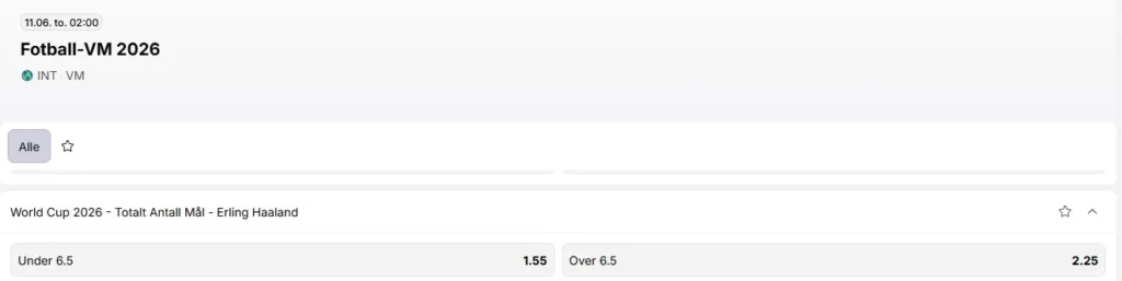Haaland-scoringer fotball-VM odds