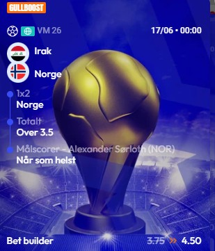 Oddsboost Irak Norge BetFriday