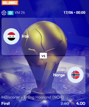 Oddsboost Irak Norge BetFriday