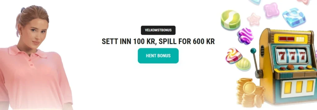 Oddsbonus VINN, sett inn 100 kr, spill for 600 kr.