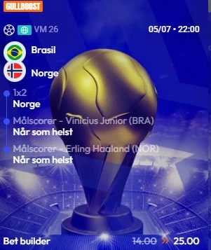 oddsboost på Norge Brasil hos BetFriday