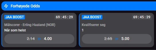 JaaBet oddsbonus på Norge - England