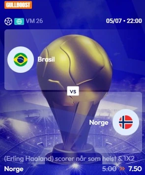 oddsboost på Norge Brasil hos BetFriday