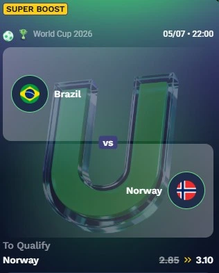 oddsboost på Norge Brasil hos UnionBet