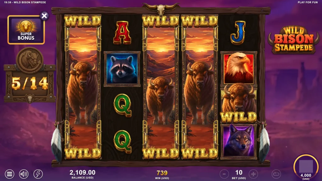 Wild Bison Stampede har tre forskjellige gratisspinnfunksjoner
