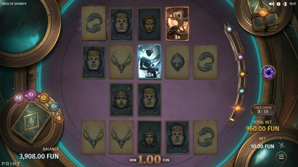 Gratisspinnfunksjonen i Deck of Divinity