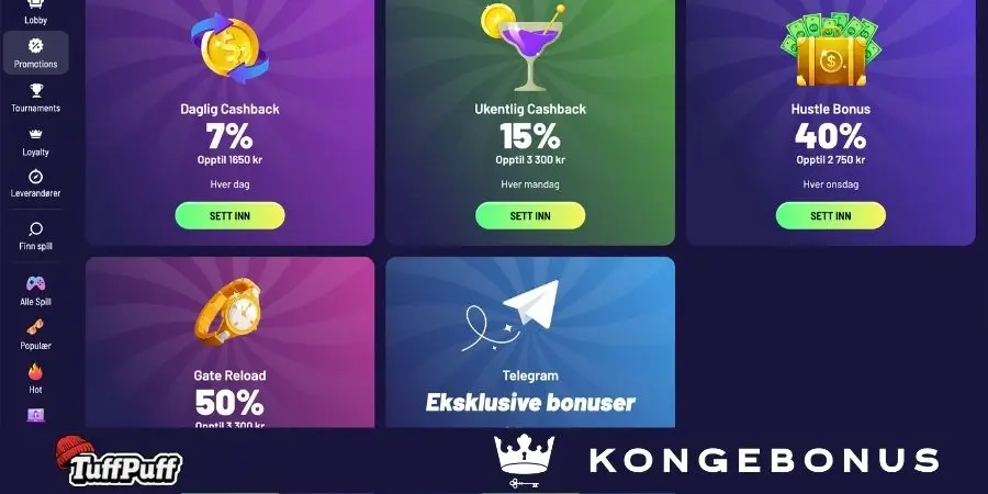 Bonuser og kampanjer hos TuffPuff